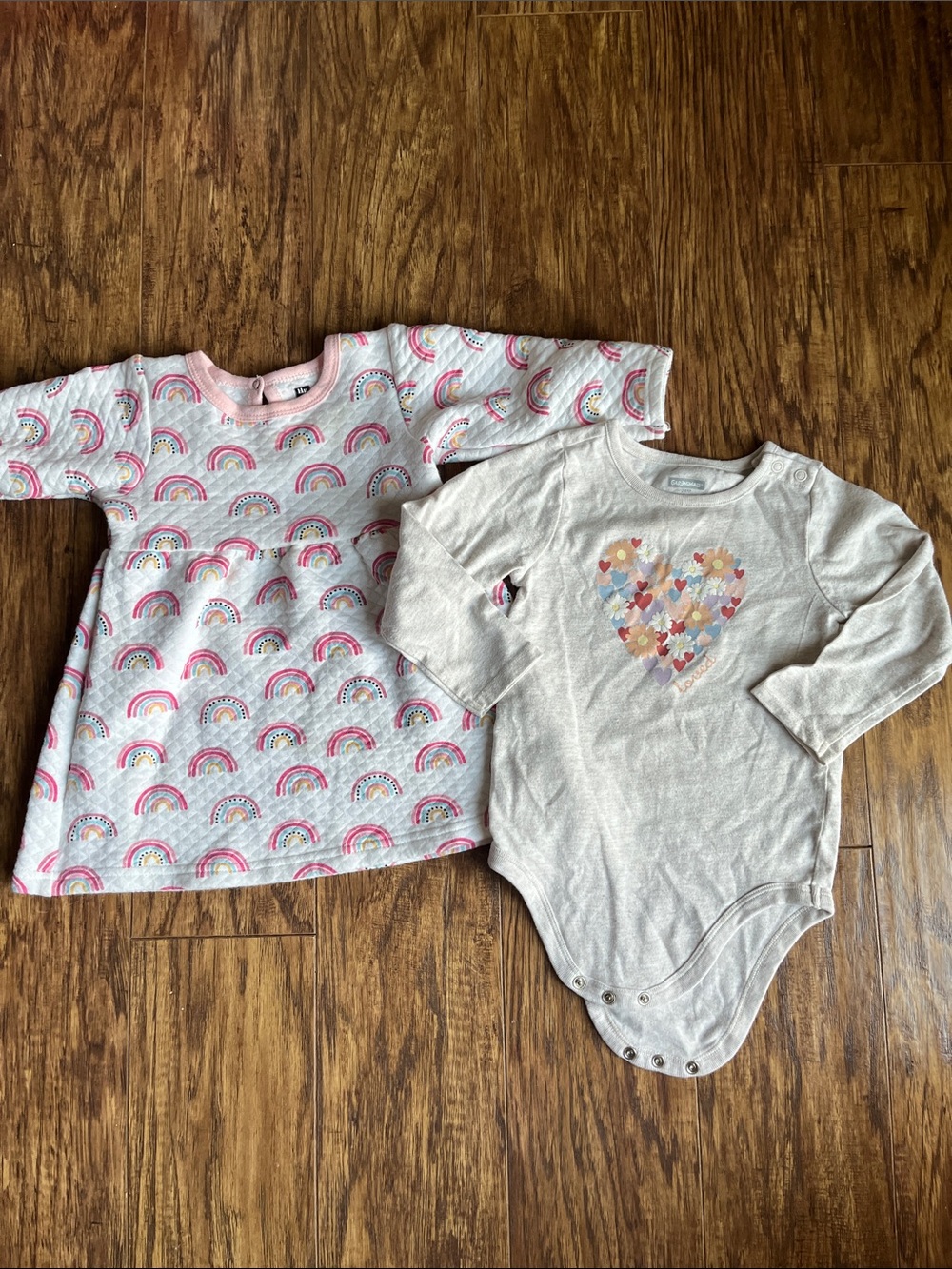 HB Quilted Rainbow Dress and Garanimals long sleeve onesie